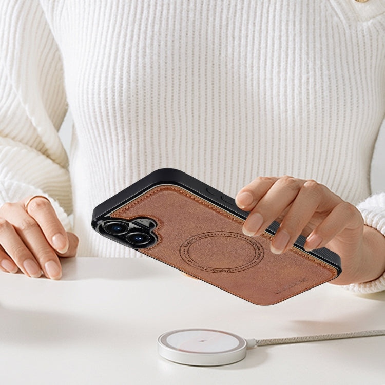 For iPhone 16 LC.IMEEKE Magsafe Phone Case(Brown) by LC.IMEEKE