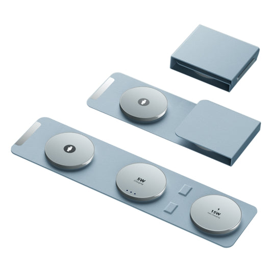 H34 15W 3 in 1 MagSafe Magnetic Folding Wireless Charger(Blue) - Wireless Charger by buy2fix | Online Shopping UK | buy2fix
