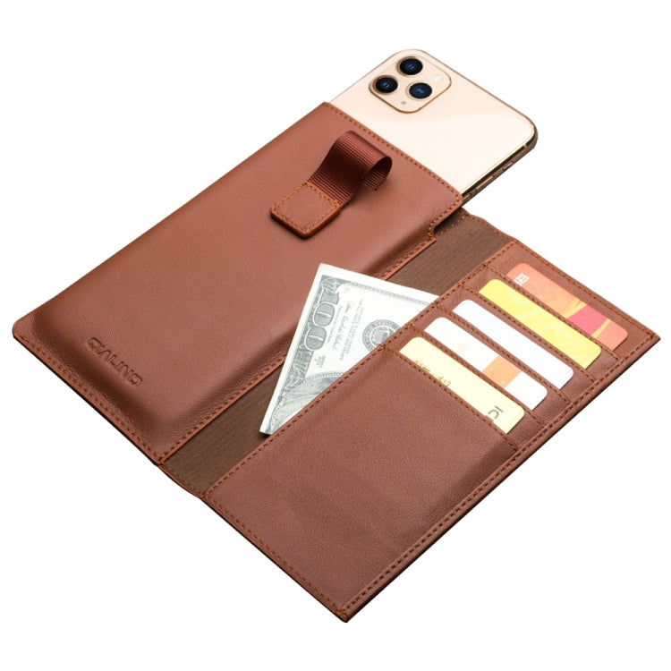 For iPhone 11 Pro QIALINO Nappa Texture Top-grain Leather Horizontal Flip Wallet Case with Card Slots(Brown) by QIALINO
