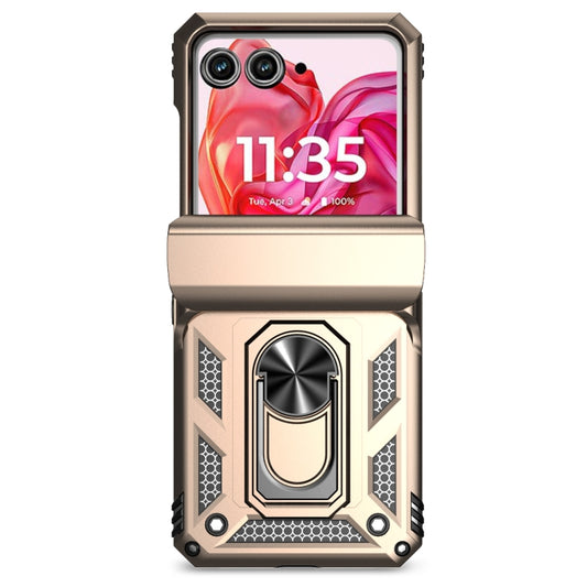 For Motorola razr 50 Sliding Camshield Holder Phone Case(Gold) by buy2fix