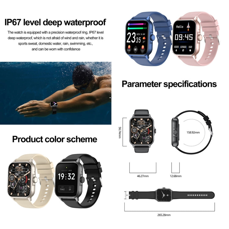 ZW36A 1.83 inch BT Call Smart Watch, Blood oxygen / Blood Pressure / Heart Rate(Gold) by buy2fix