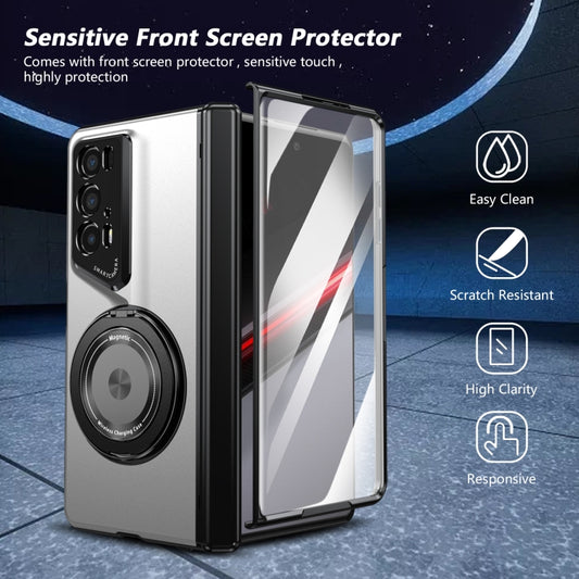 For Honor Magic V2 RSR Porsche Design Gold Medal Rotating Folding Series Ring Holder Phone Case(Silver) - Honor Cases by buy2fix | Online Shopping UK | buy2fix