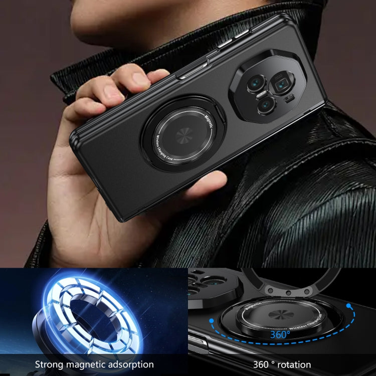 For Honor Magic V3 Gold Medal Rotating Folding Series Ring Holder Phone Case(Black) - Honor Cases by buy2fix | Online Shopping UK | buy2fix