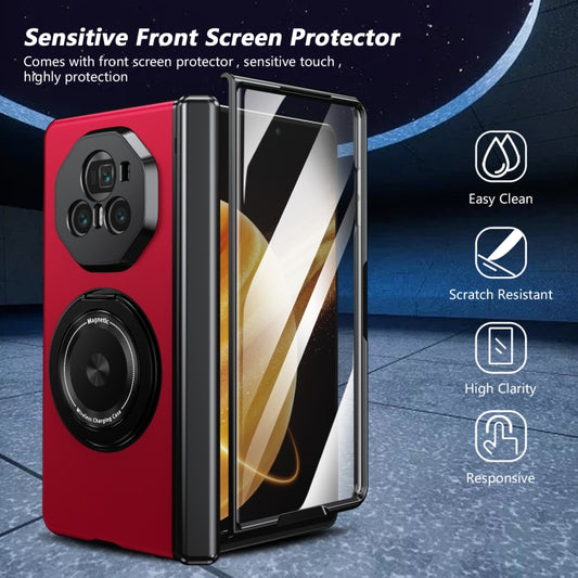 For Honor Magic V3 Gold Medal Rotating Folding Series Ring Holder Phone Case(Red) - Honor Cases by buy2fix | Online Shopping UK | buy2fix