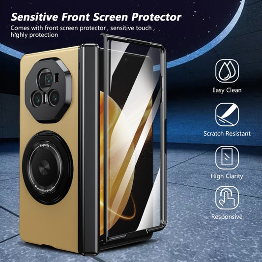 For Honor Magic V3 Gold Medal Rotating Folding Series Ring Holder Phone Case(Gold) - Honor Cases by buy2fix | Online Shopping UK | buy2fix