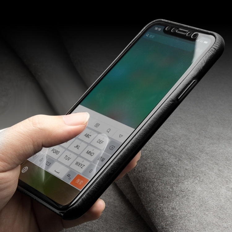 For iPhone XS Max QIALINO Shockproof Kangaroo Skin Leather Protective Case(Black) by QIALINO