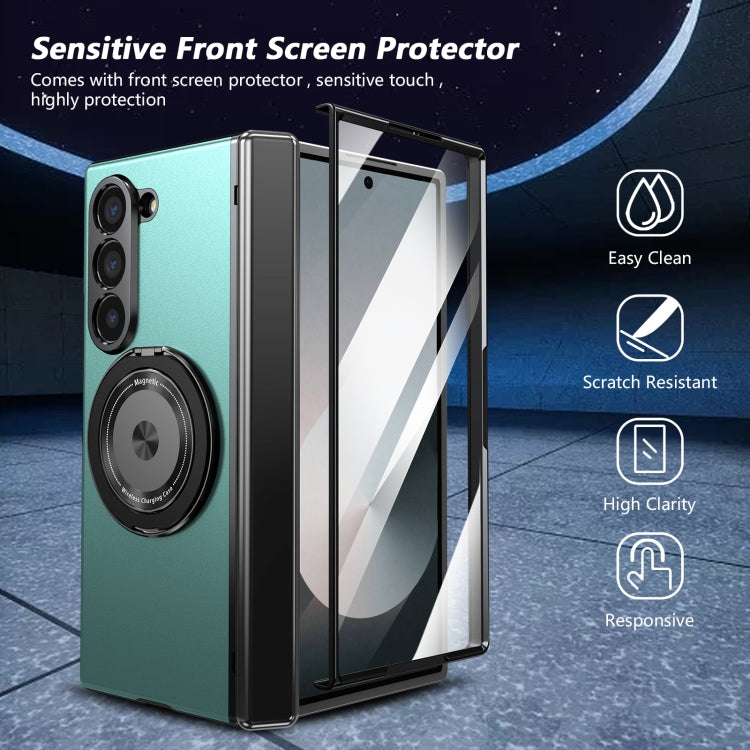 For Samsung Galaxy Z Fold6 Gold Medal Rotating Folding Series Ring Holder Phone Case(Royal Blue) - Galaxy Z Fold6 5G Cases by buy2fix | Online Shopping UK | buy2fix