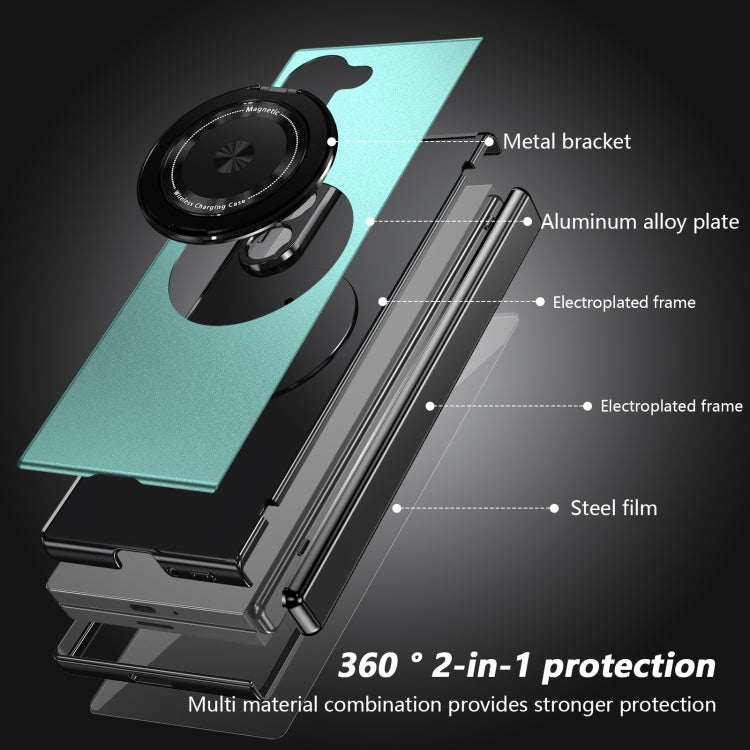 For Samsung Galaxy Z Fold6 Gold Medal Rotating Folding Series Ring Holder Phone Case(Royal Blue) - Galaxy Z Fold6 5G Cases by buy2fix | Online Shopping UK | buy2fix