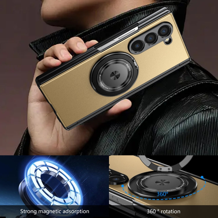 For Samsung Galaxy Z Fold6 Gold Medal Rotating Folding Series Ring Holder Phone Case(Gold) - Galaxy Z Fold6 5G Cases by buy2fix | Online Shopping UK | buy2fix