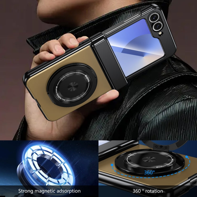 For Samsung Galaxy Z Flip5 Gold Medal Rotating Folding Series Ring Holder Phone Case(Gold) - Galaxy Z Flip5 Cases by buy2fix | Online Shopping UK | buy2fix