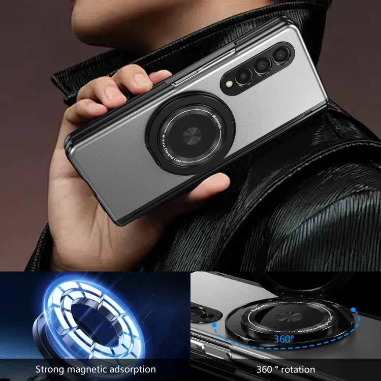 For Samsung Galaxy Z Fold3 Gold Medal Rotating Folding Series Ring Holder Phone Case(Silver) - Galaxy Phone Cases by buy2fix | Online Shopping UK | buy2fix