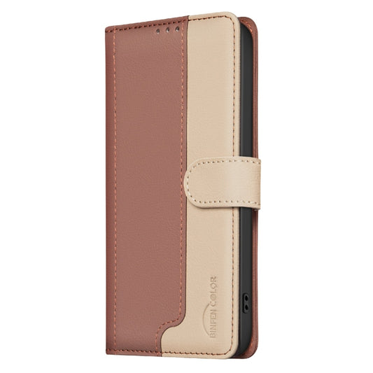 For OnePlus 13 Color Matching RFID Anti-theft Leather Phone Case(Brown) by buy2fix