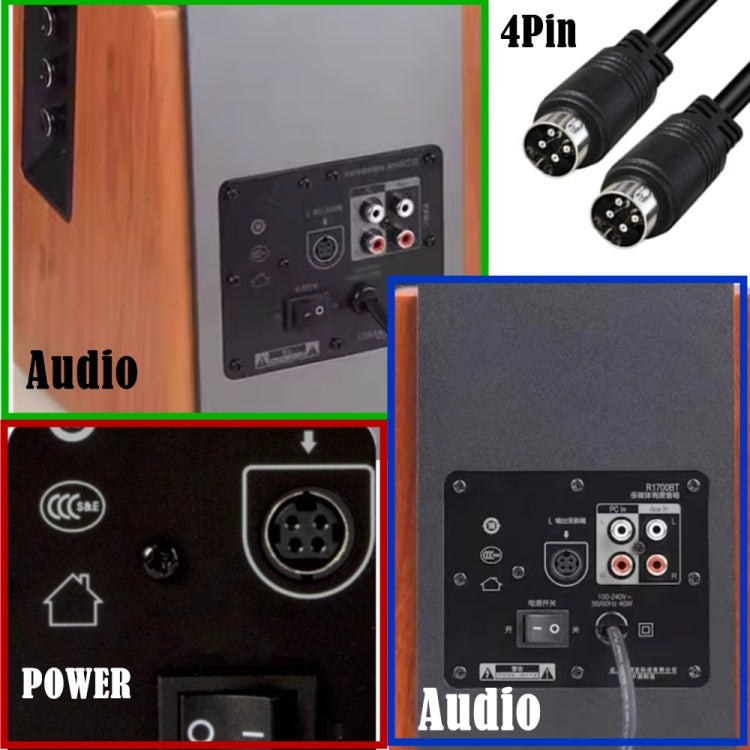 MD DIN 4 Pin Male to Male AC/DC Power Audio Adapter Cable, Length:1m(Black) by buy2fix