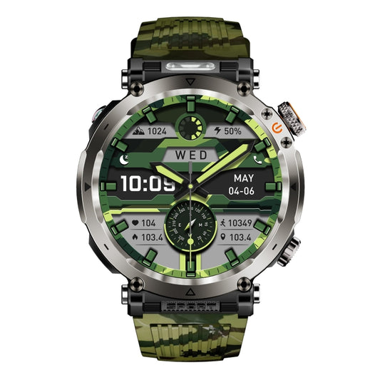 HT30 1.7 inch IP68 Waterproof Camouflage Silicone Band Smart Watch, Support Flashlight / Banknote Detector Light / Compass(Army Green) by buy2fix