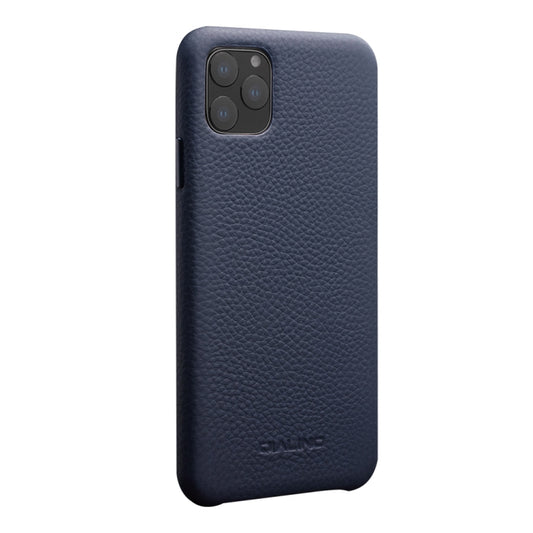 For iPhone 11 Pro Max QIALINO Shockproof Top-grain Leather Protective Case(Royal Blue) by QIALINO