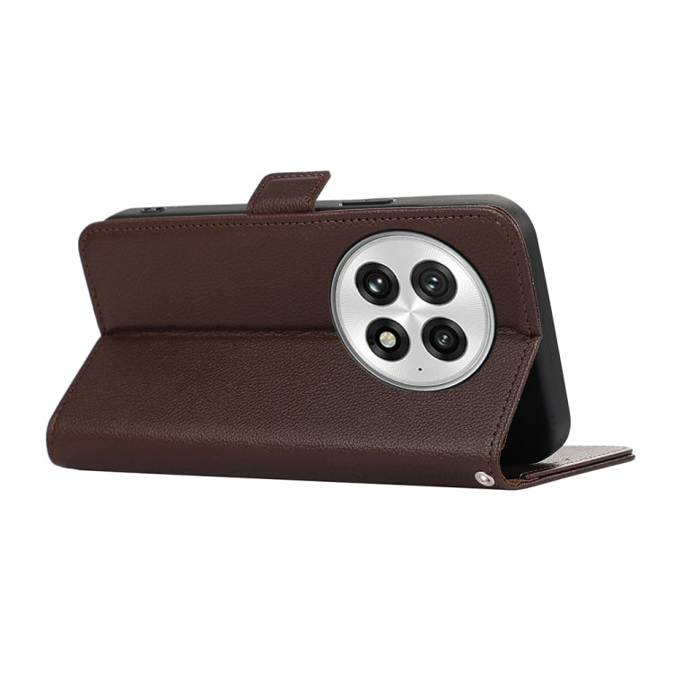 For OnePlus 13 ABEEL Side-Magnetic Litchi Pattern Leather RFID Phone Case(Brown) by buy2fix