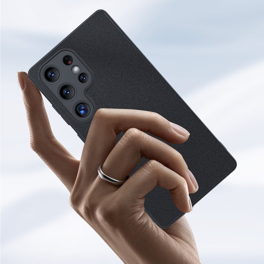 For Samsung Galaxy S25 Ultra 5G Ultra-thin Plain Skin Leather Phone Case(Black) by buy2fix