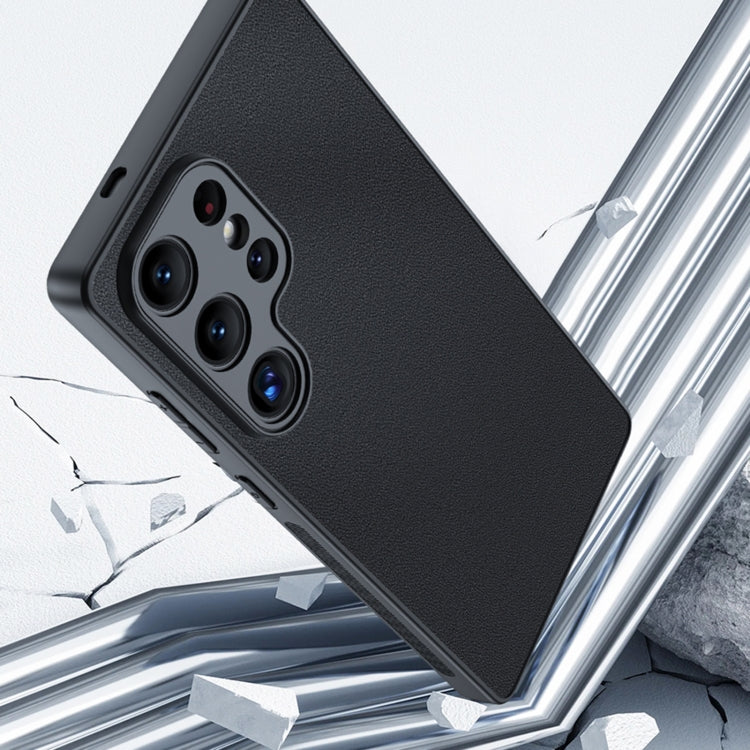 For Samsung Galaxy S25 Ultra 5G Ultra-thin Plain Skin Leather Phone Case(Black) by buy2fix