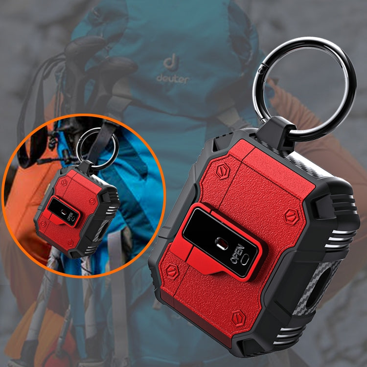 For AirPods 4 Non-slip Armor Shockproof Earphones Case with Hook(Red) by buy2fix