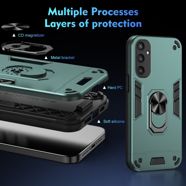 For Samsung Galaxy S25 5G Shockproof Metal Ring Holder Phone Case(Green) by buy2fix