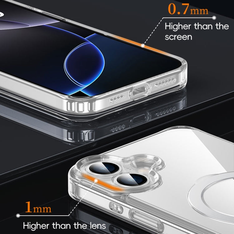 For iPhone 16 Plus Fine Hole 360 Degree Rotating Holder MagSafe Phone Case(Transparent) - iPhone 16 Plus Cases by buy2fix | Online Shopping UK | buy2fix