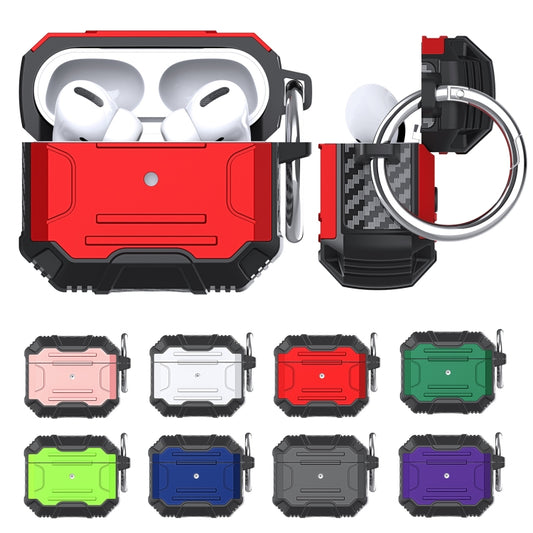 For AirPods 4 Armor TPU Hybrid PC Shockproof Earphones Cover with Hook(Red) by buy2fix