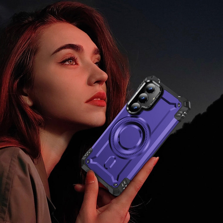 For Samsung Galaxy S25 5G Lens Holder MagSafe Phone Case(Purple) by buy2fix