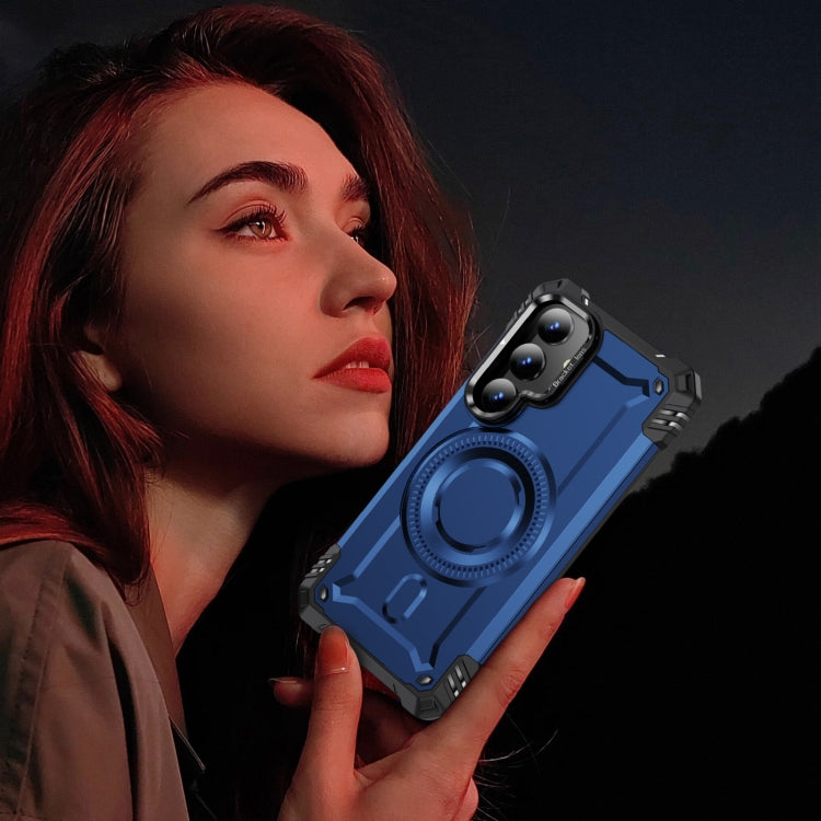 For Samsung Galaxy S25+ 5G Lens Holder MagSafe Phone Case(Blue) by buy2fix