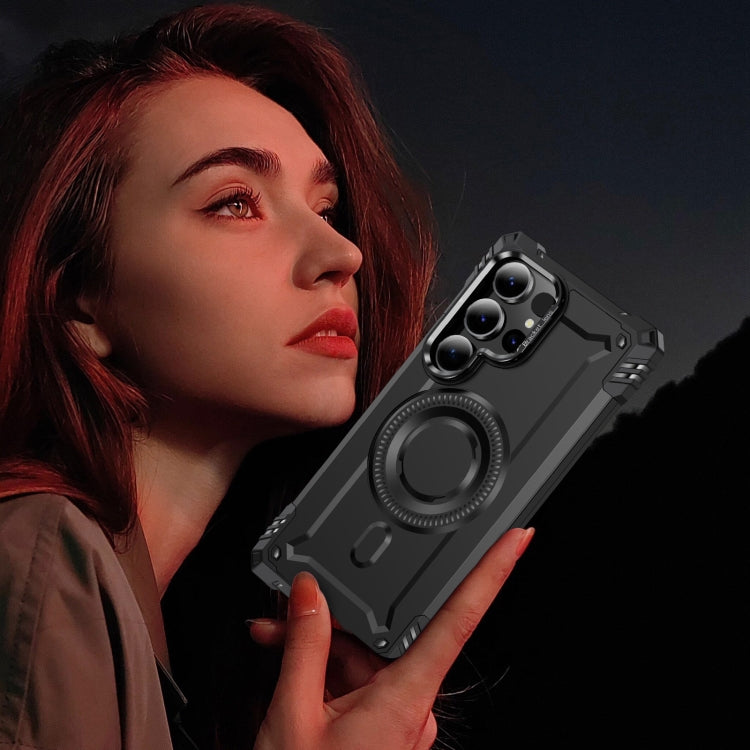 For Samsung Galaxy S25 Ultra 5G Lens Holder MagSafe Phone Case(Black) by buy2fix