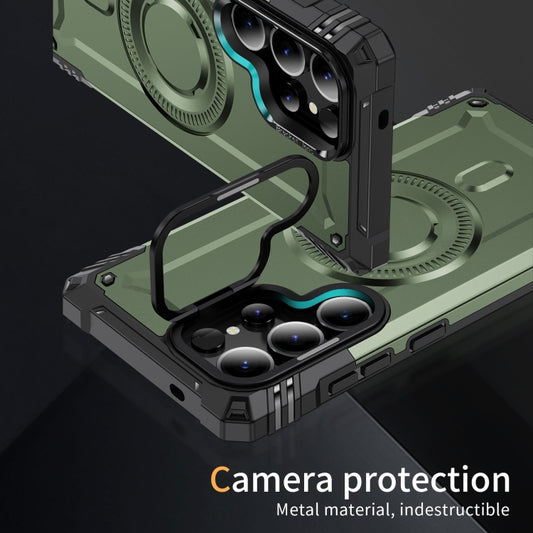 For Samsung Galaxy S25 Ultra 5G Lens Holder MagSafe Phone Case(Army Green) by buy2fix