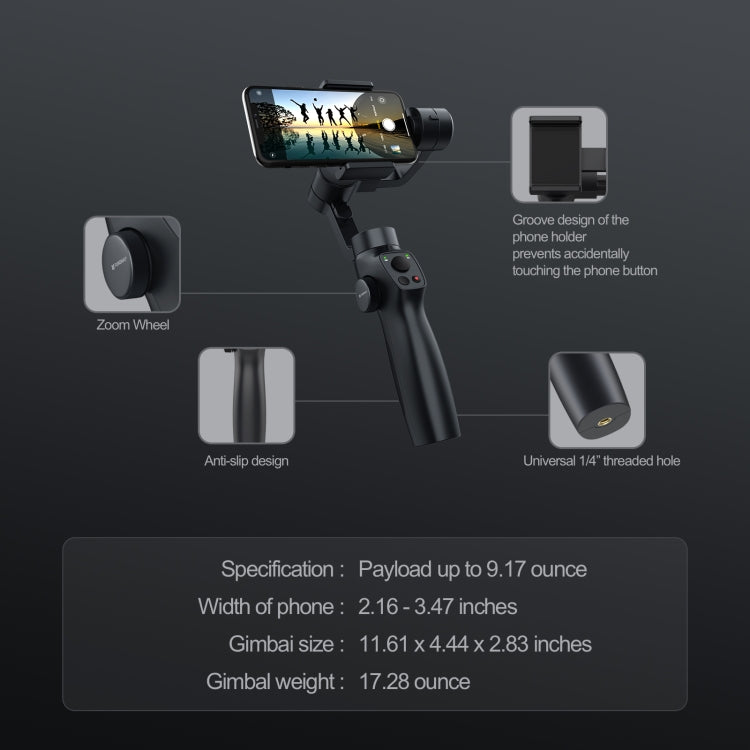 FUNSNAP Capture 2s Smart 3-Axis Handheld Gimbal Phone Live Stabilizer, Basic Version(Black) by FUNSNAP