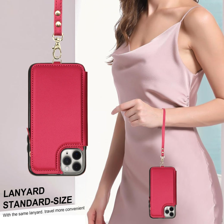 For iPhone 11 Pro Double Flap Zipper RFID Leather Phone Case with Short Lanyard(Red) - iPhone 11 Pro Cases by buy2fix | Online Shopping UK | buy2fix