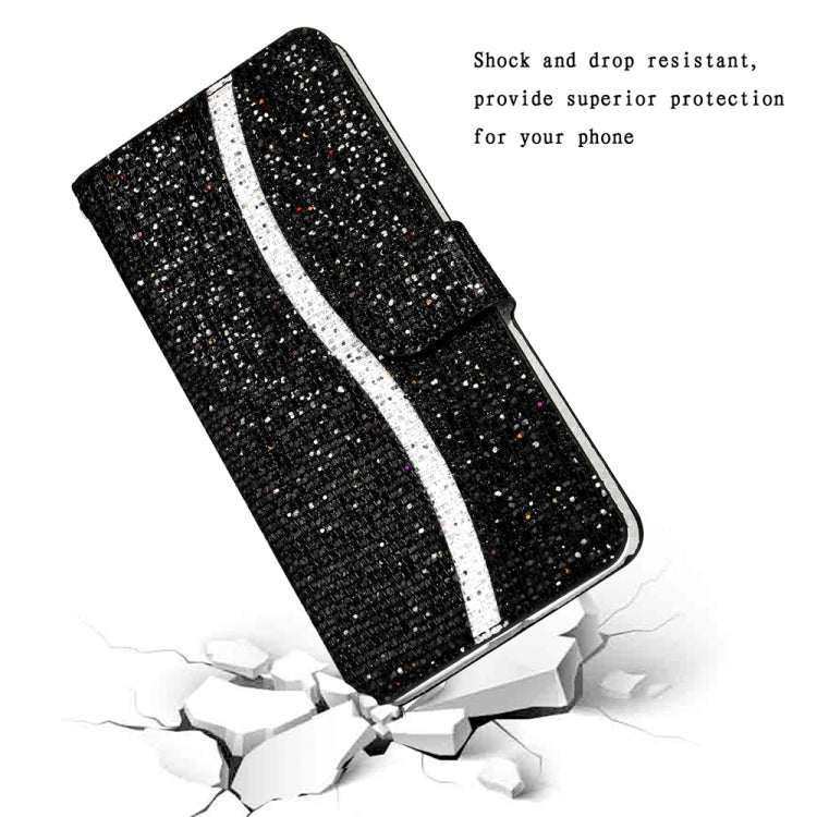 For Samsung Galaxy S25 5G Glitter Powder Filp Leather Phone Case(Black) by buy2fix