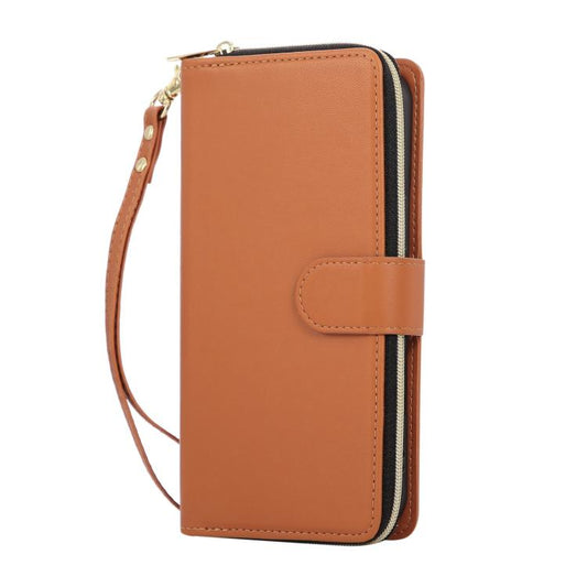 For iPhone Air Nine-card Slots Zipper Wallet Bag Leather Phone Case(Brown) - iPhone Air Cases by buy2fix | Online Shopping UK | buy2fix