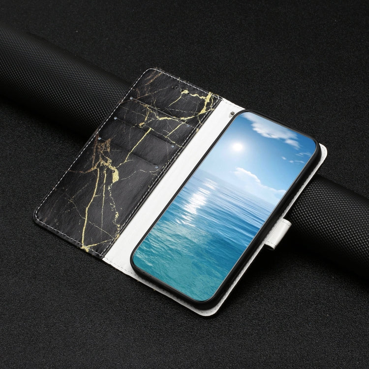 For OnePlus 13 Colored Drawing Marble Pattern Leather Phone Case(Black Gold Marble) by buy2fix