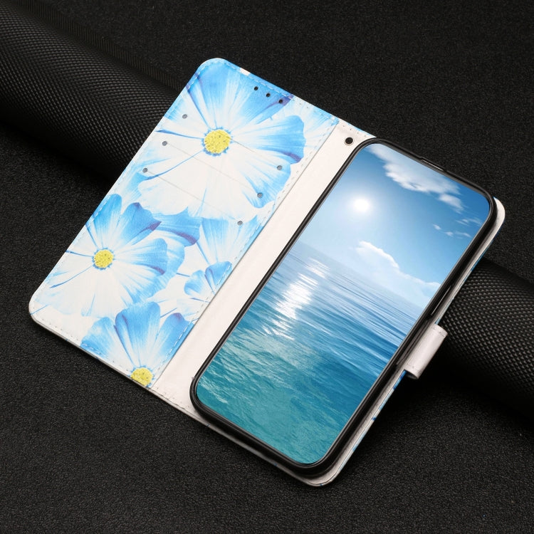 For OnePlus 13 Colored Drawing Marble Pattern Leather Phone Case(Blue Flower) by buy2fix