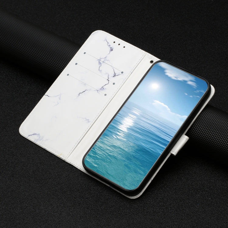 For OnePlus 13 Colored Drawing Marble Pattern Leather Phone Case(White Marble) by buy2fix