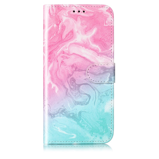 For OnePlus 13 Colored Drawing Marble Pattern Leather Phone Case(Pink Green Marble) by buy2fix