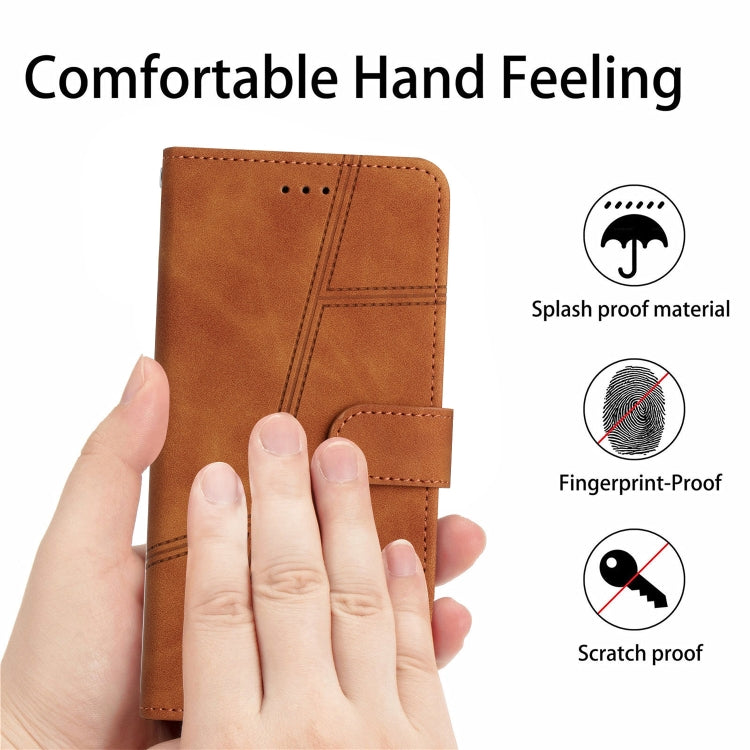 For OnePlus 13 Skin-feel Stitching Leather Phone Case(Brown) by buy2fix