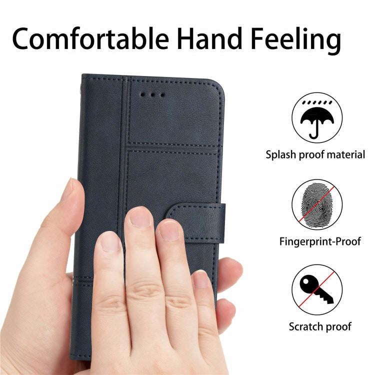 For OnePlus 13 Cowhide Texture Stitching Leather Phone Case(Dark Blue) by buy2fix