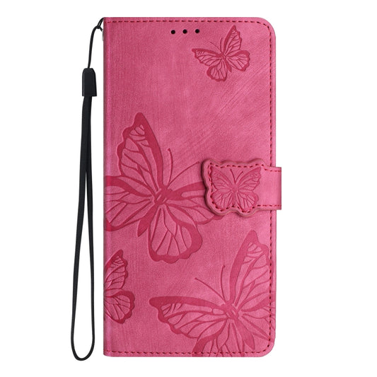 For OnePlus 13 Skin-feel Embossed Butterfly Leather Phone Case(Rose Red) by buy2fix