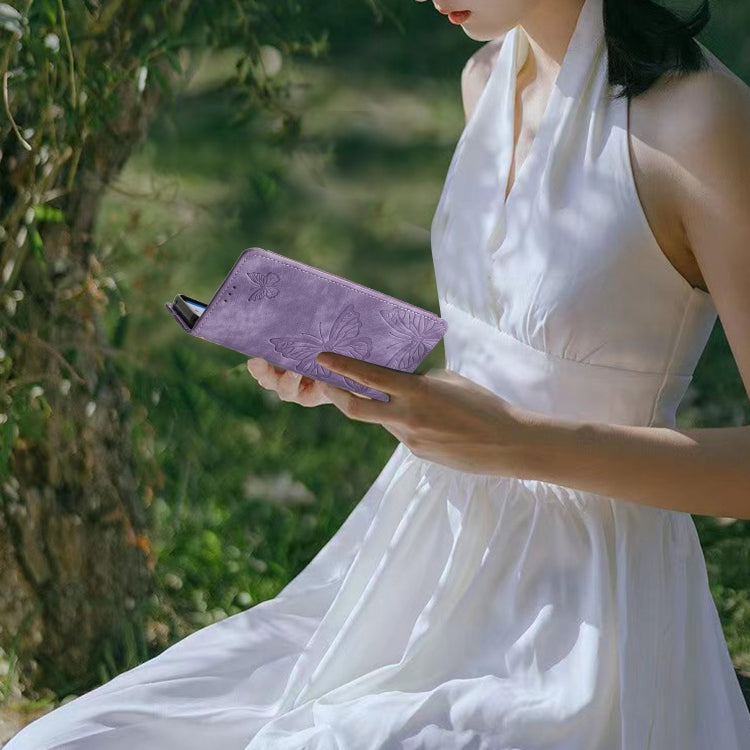 For OnePlus 13 Skin-feel Embossed Butterfly Leather Phone Case(Purple) by buy2fix