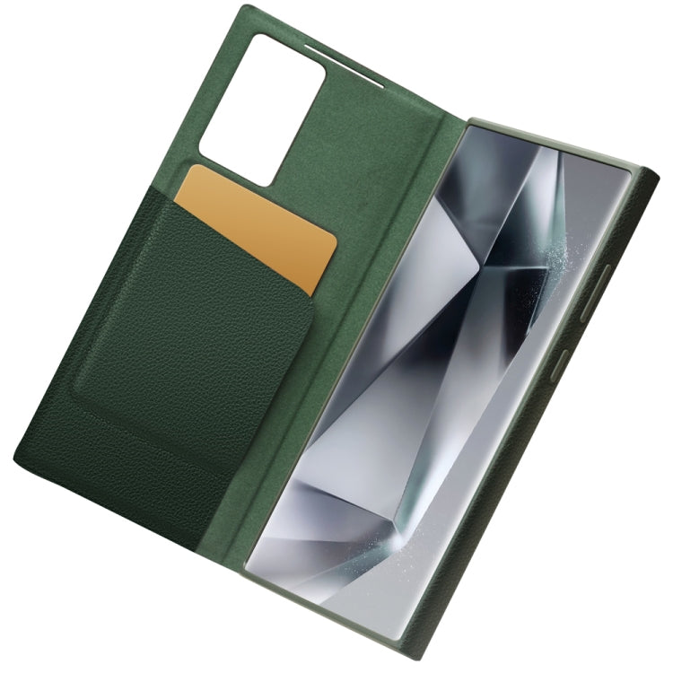 For Samsung Galaxy S24 Ultra 5G QIALINO Magnetic Genuine Leather Phone Case(Green) - Galaxy S24 Ultra 5G Cases by QIALINO | Online Shopping UK | buy2fix