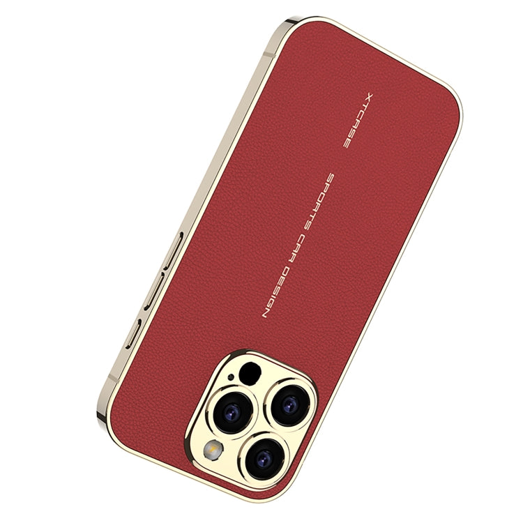 For iPhone 16 Pro Max GKK Plated Plain Leather Shockproof Phone Case(Red) by GKK