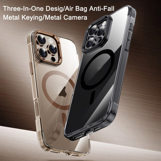 For iPhone 16 Jazz 3 in 1 Magnetic MagSafe Crystal Phone Case(Transparent Black) - iPhone 16 Cases by buy2fix | Online Shopping UK | buy2fix