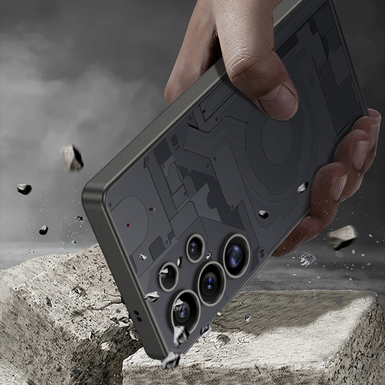 For Samsung Galaxy S25 Ultra 5G GKK AG Craft Skin Feel Circuit Diagram Edition Full Coverage Phone Case(Silver) by GKK