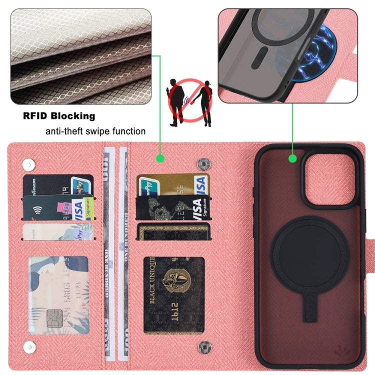 For iPhone 15 Plus ViLi GBS Series MagSafe Magnetic RFID Leather Flip Phone Case(Pink) - iPhone 15 Plus Cases by ViLi | Online Shopping UK | buy2fix