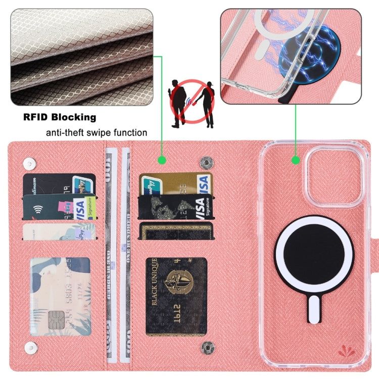 For iPhone 13 Pro ViLi GBS-C Series MagSafe Magnetic RFID Leather Flip Phone Case(Pink) - iPhone 13 Pro Cases by ViLi | Online Shopping UK | buy2fix