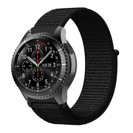 For Samsung Galaxy Watch 46mm Nylon Braided Watch Band(Dark Black) by buy2fix