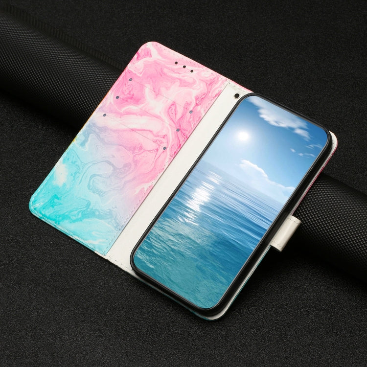 For Samsung Galaxy S25 5G Colored Drawing Marble Pattern Leather Phone Case(Pink Green Marble) by buy2fix